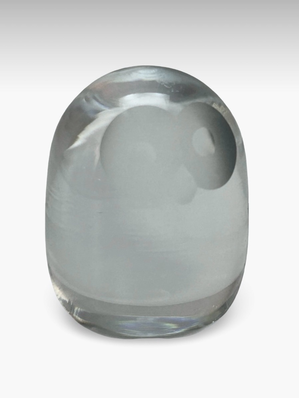 Vintage HADELAND glass owl paperweight ornament. Scandinavian collectible glass.